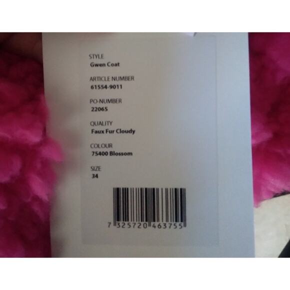 Stand Studio Gwen Faux Fur Shearling Coat Jacket Pink Xsmall Small Oversized NEW - Picture 6 of 6